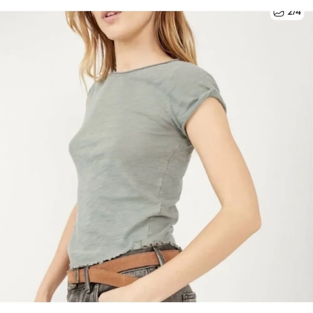 Free People We The Free Be My Baby Tee short sleeve sage M NEW